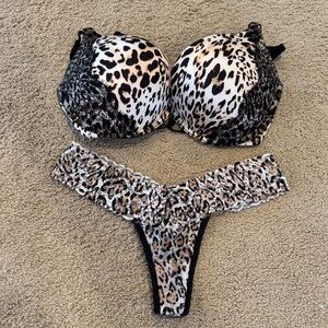 Leopard Print Bra and Thong Set